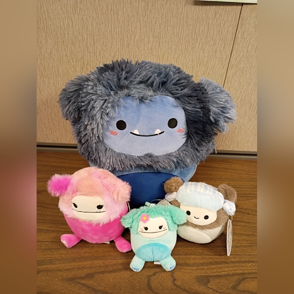 NWT Squishmallows Dani, Hailey, Joelle, And Dray Bigfoot Yeti Family Lot